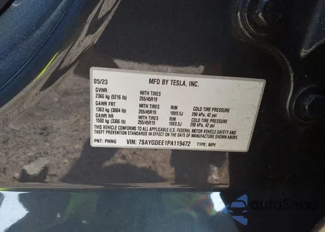 2023 Tesla Model Y from USA, damaged, VIN 7SAYGDEE1PA119472